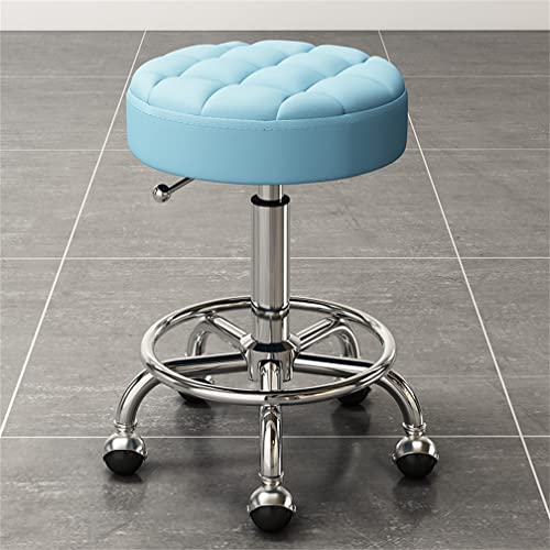 AANAN Stools,Beauty Stool Rolling Stool with Footrest, Comfortable Swivel Stool on Wheels, Heavy Duty Hydraulic Metal Stool with Rod for Salon, M