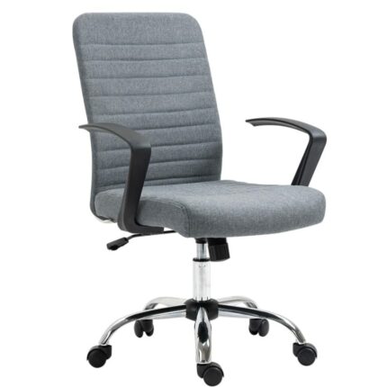 TJLSS Home Office Chair, Gray Office Chair, Comfortable Upholstered Computer Chair, Adjustable Height Swivel Chair, Home Office Furniture