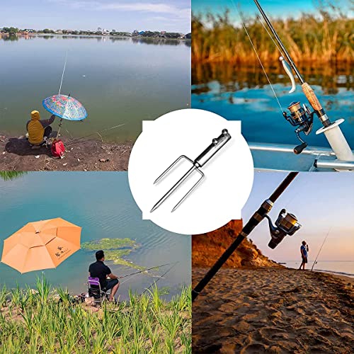 Mikytoper Umbrella Stand Anchor with 3 Spikes, Heavy Duty Metal Parasol Base, Outdoor Umbrella Steel Anchor for Beach Grass Sand