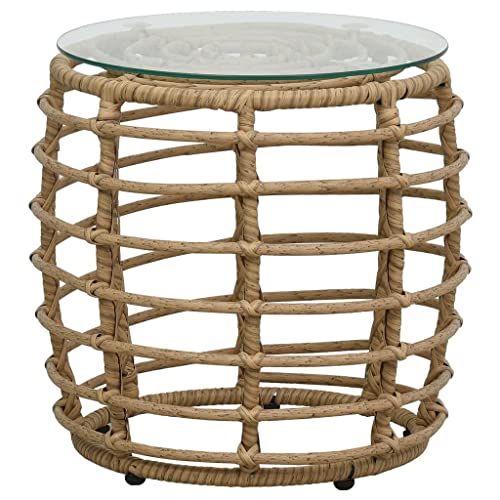 DLOETT Bistro Set 3pcs Resin Braided Oak Garden Set Outdoor Furniture