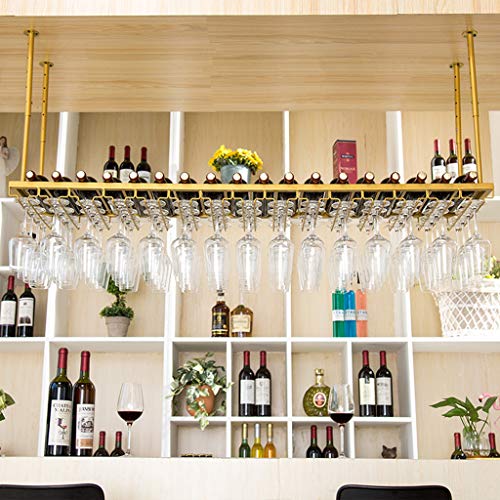 EYLINK Wine racks Home/Bar Retro Hanging with Glass Holder, Adjustable Metal Ceiling Bar Wine Glass Rack, Industrial Wall Mounted Wine and Glass