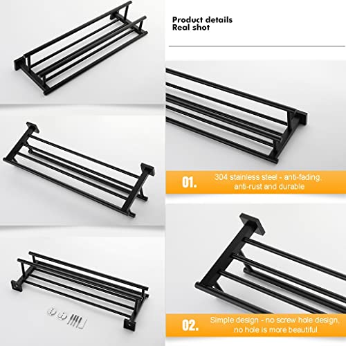 HIGOH Towel Racks,Bathroom Towel Rack Wall Mounted Towel Holder,Square Towel Rack,Bathroom Toilet Rack,Towel Bar Double Bath Towel Rail