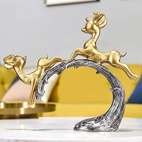 HUANGXING - Modern Creative Couple Deer Craft Decoration Home Living Room Room Wine Cabinet Entrance Deer Statue Home Office Decor Animal Wedding
