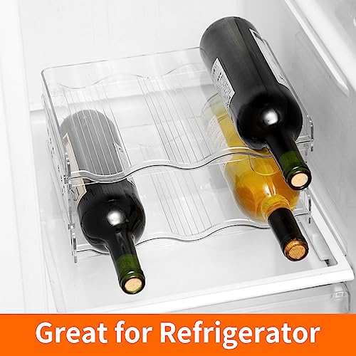 JMIATRY 4 Pack Water Bottle Storage Organiser, Stackable Water Bottle & Wine Storage Holder, Plastic Water Bottle Holder for Cupboard and Kitchen