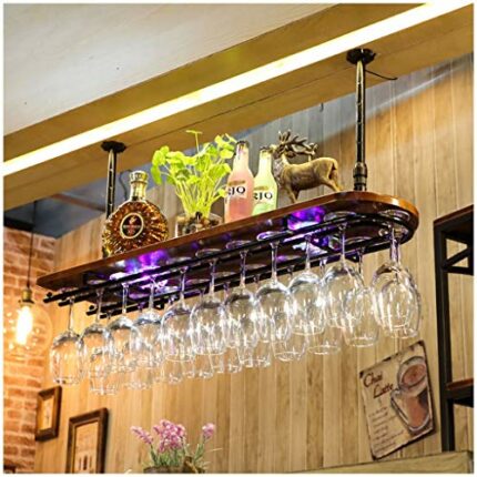 Ceiling Wine Rack Simple Style Multi-Function Display Household Inverted Goblet Wine Rack Restaurant Kitchen Bar Floating Wine Rack (Bronze 100 *