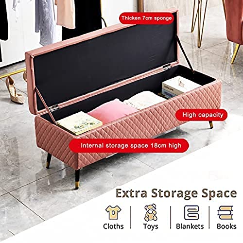 Leather Storage Bench,Premium Storage Bench End Of Bed Upholstered Bench,Modern Bedroom Bench Entryway Bench,Grey,120X40X45Cm(47X16X18Inch)