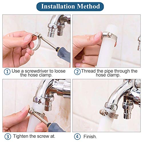 InduSKY 30Pcs Hose Clips 6-51mm Range Adjustable, 304 Stainless Steel Jubilee Clips Assorted Hose Clamps Pipe Clips Kit (6-12mm, 10-16mm, 13-19mm