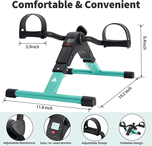 EVOLAND Pedal Exerciser Bike, Portable Home Fitness Mini Exercise Bike, Arm Leg Folding Exerciser Fitness Cycling with LCD Monitor and Adjustable