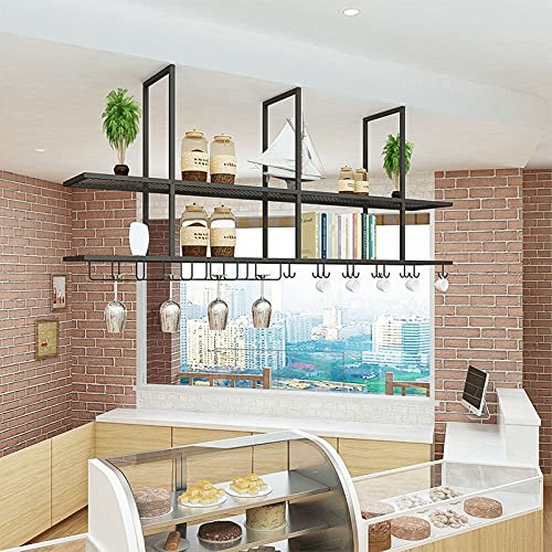 EMISOO Wine Rack Wall Mounted - Hanging Wine Rack/Flower Rack/Storage Rack | Bottle and Glass Rack | Industrial Country Retro Style | Bar Family