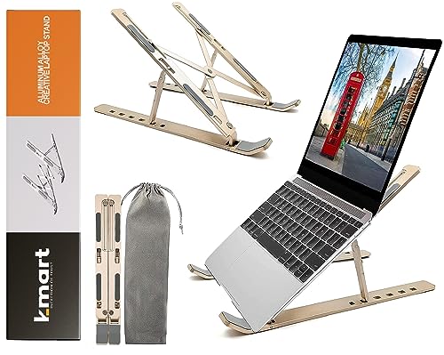 K-MART Extra Strong Adjustable Laptop Stand Riser Laptop Holder for Desk Air-Ventilation Notebook Mount, Compatible with MacBook Air, Pro, Dell,