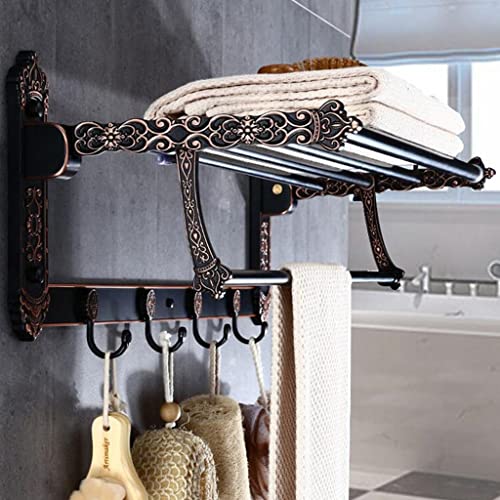 HIGOH Towel Racks,Bathroom Towel Rack Wall Mounted Towel Holder,Bathroom Hardware,Carved Bathroom Shelf Towel Rack,Towel Holder, Aluminum Bathroo