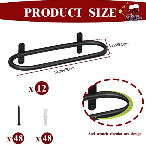 KHayRovies Set of 12 Metal Wine Rack Wall Mounted,Hanging Red Wine Shelf Champagne Bottle Rack Cabinet Organizer,Iron Liquor Bottle Display Holde