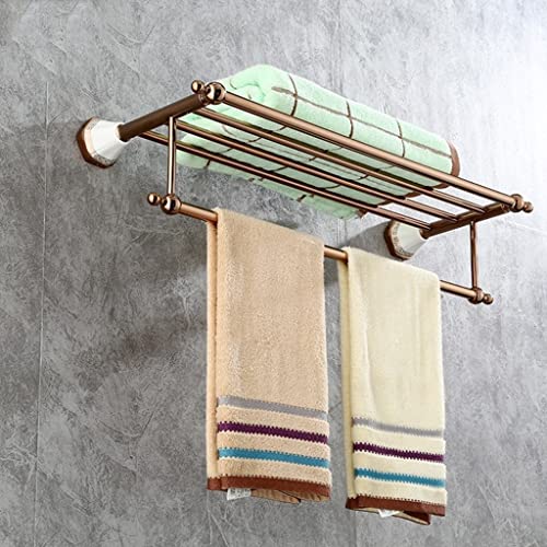 HIGOH Towel Racks,Bathroom Towel Rack Wall Mounted Towel Holder,Bath Towel Rack,Zinc Alloy Double Shelf,Polished Wall Mount Towel Shelf