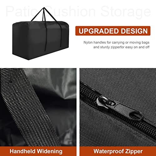 Garden Cushion Storage Bag Waterproof Outdoor Furniture Cushion Storage Bag 173x76x51cm Large Patio Storage Bag with Handle and Zipper