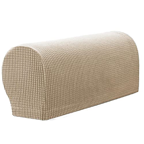 GEOCANG 6Pcs Armrest Covers Spandex Stretch Fabric Arm Caps Anti-Slip Furniture Protector Slipcovers for Armchairs Sofa Couches Recliner (Lvory w