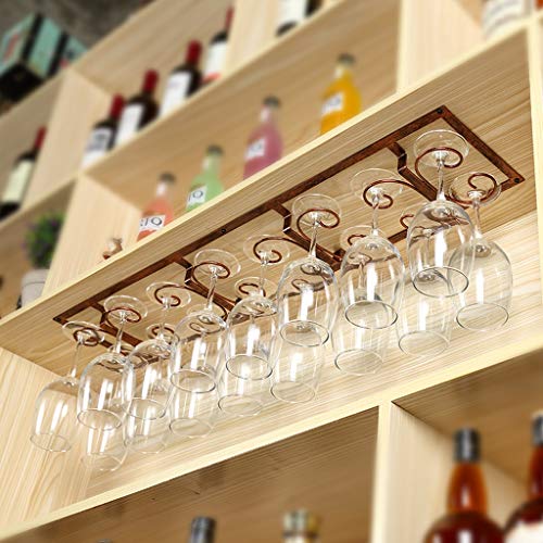 Fashion Creative Wine Glass Rack Goblet Upside Down Home Cabinet Bar Hanging Wrought Iron Multi-Size J1124, PIBM, Copper, 66cm*19cm