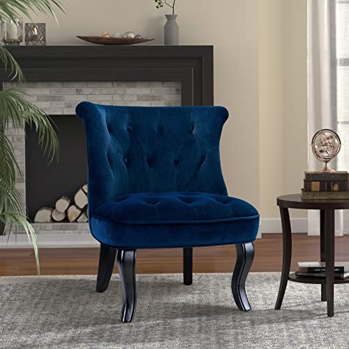 HULALA HOME Velvet Dining Chair Dressing Vanity Chairs Kitchen Upholstered Accent Chair with Black Legs for Dining Room Living Room Bedroom (1, B