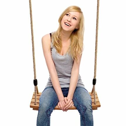 Wooden Swing Seat, Adult Swing Seat, Beech Wood Swing Set Wood Garden Swing With Adjustable Rope Indoor Outdoor Garden Play Load Up to 100KG