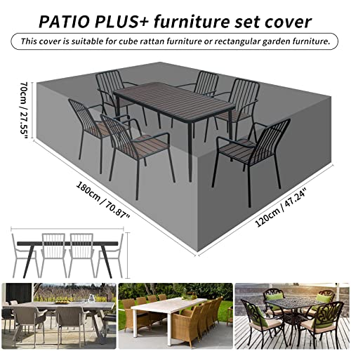 PATIO PLUS Garden Furniture Covers, Rectangular, Furniture set Cover, Outdoor table Cover,Waterproof, Windproof, Anti-UV,180x120x70cm Green