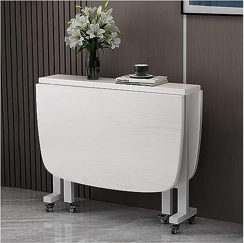 Kitchen Folding Dining Table, Extendable Butterfly Table, Space Saving Wood Rectangular Drop Leaf Table, Versatile Dinner Table with 6 Wheels, fo