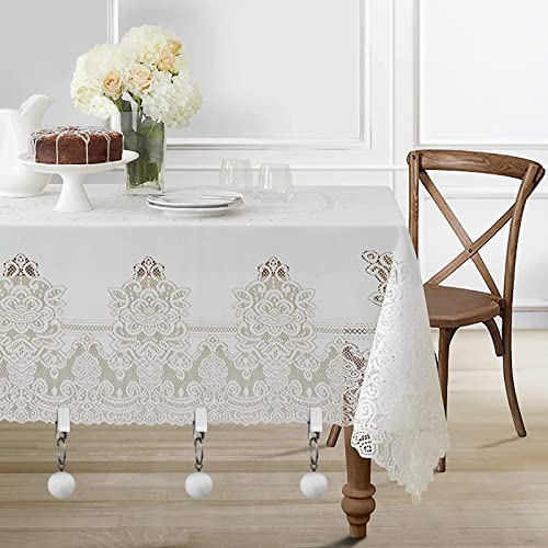 Frcctre 8 Pack Tablecloth Weights, White Marble Ball Shape Table Cover Weights Hangers with Metal Clips, Pendant Stone Tablecloth Weights for Out
