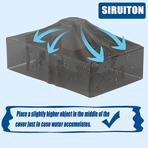 SIRUITON Garden Furniture Cover, Patio Garden Table Cover with Air Vent Waterproof, Windproof, Anti-UV, Heavy Duty 420D Oxford Fabric, Rectangula
