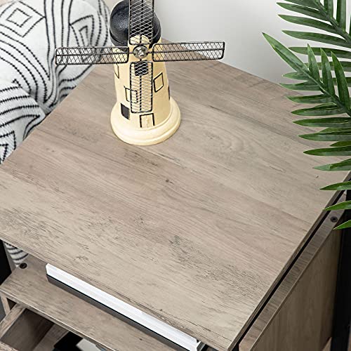 HOOBRO Bedside Table with 2 Drawers, Industrial Sofa Side End Table, Nightstand, End Table with Storage Shelves, for Living Room, Bedroom, Accent
