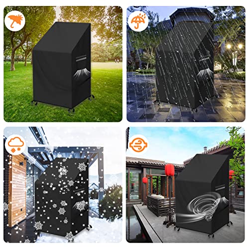 Patio Stacking Chair Cover, 2pcs Outdoor Garden Chair Covers, Heavy Duty 210D Oxford Fabric Patio Chair Cover Waterproof Breathable Windproof Ant