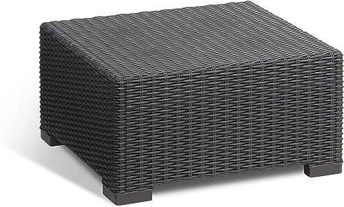 Rattan Indoor/Outdoor Coffee Table - Graphite Garden Furniture | with Soft Round Plastic wicker effect | Versatile, Durable, and Low Maintenance