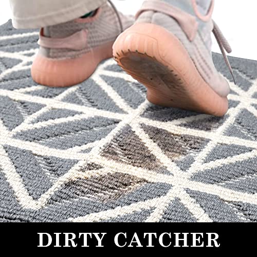 comfoyar Dirt Trapper Door Mats Indoor, Non Slip Machine Washable Entrance Rug, Super Absorbent Low Profile Floor mat for Dog Muddy Paws, Front D