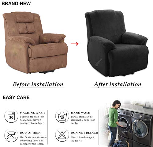 TIANSHU Fleece Recliner Covers,Velvet Plush Recliner Chair Slipcovers Modern Velvet Plush Recliner Slipcover Furniture Protector Cover Sofa Slipc
