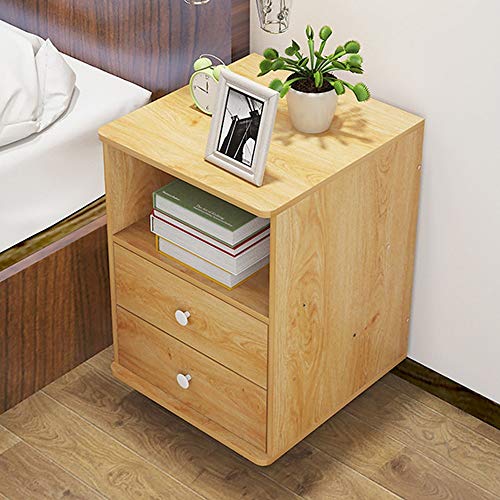 JYDQM Bedside Cabinet Bedroom Furniture with Double Drawers, Home Wooden Bedside Storage Cabinet