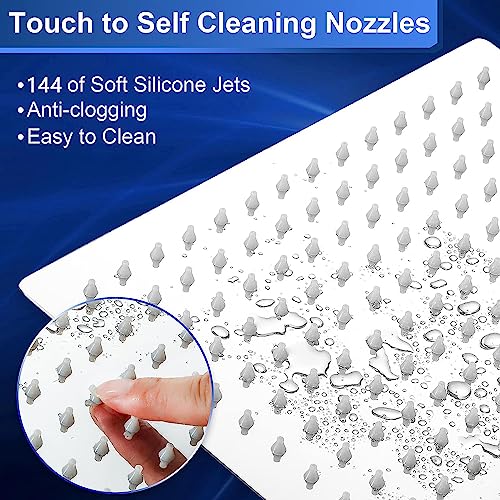 Rain Shower Head, VIGIME High Pressure Square Rainfall Showerhead, 304 Stainless Steel Fixed Shower Heads with 144 Silicone Jets for The Ultimate