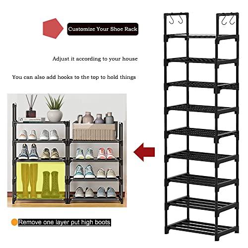 ONEORNEVER Shoe Rack, Sturdy Metal Shoe Rack Organizer,Narrow Shoe Rack,Shoe Racks for Closets,Shoes Rack,Shoe Stand,Shoe Shelf for Hallway Black