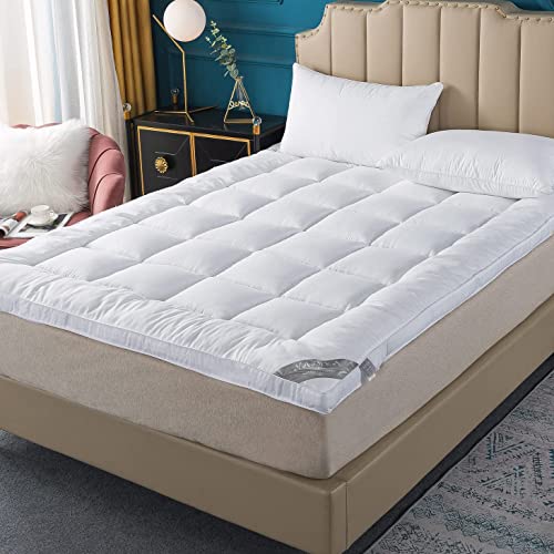 Naluka Mattress Topper Short Queen Size, Down Alternative Featherbed Microfiber Mattress Pad 2 Inch Thick Mattress Cover…