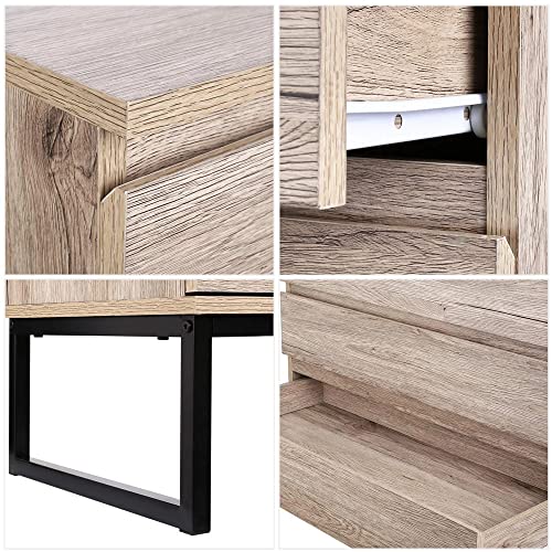 N/A Chest of Drawer Nightstand Sideboard 3 Drawers Bedside Table Storage Metal Metal Leg Industrial Drawer Dresser