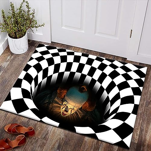 LMAZG Halloween Door Mat, 19.7"× 31.5" Horror Clown Welcome Mat Scary Entry Rug Indoor Outdoor Entrance Floor Mat Non Slip Halloween Decor Holida