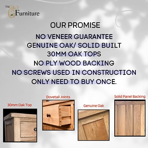 GROFurniture 3 Drawer Oak Bedside Cabinet - Solid Oak Bedside Table - Solid Oak Furniture - Oak Nightstand or Lamp Table - Fully Assembled