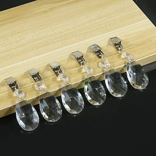 Glarks Tablecloth Weights Set, 10Pcs Metal Clip AB Crystal Glass Teardrop Prisms Pendant Tablecloth Weights for Picnic Tables Tablecloth Weights