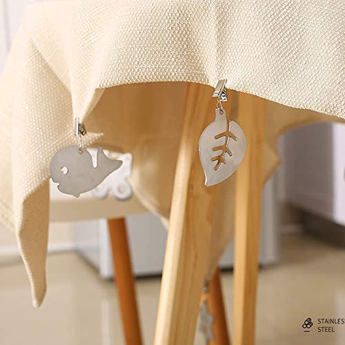 NO 8 Pieces Decorative Tablecloth Clips,Stainless Steel Tablecloth Pendant,Tablecloth Weights with Metal Clips,Table Cloth Holder Clamps for Outd