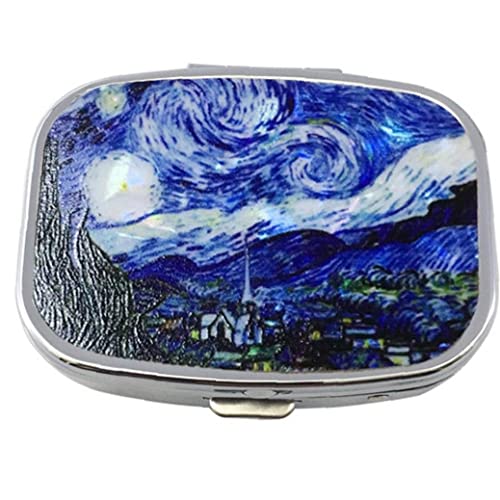 Container 2 Slots Metal Medicine Box Rectangle Painting Small Medicine Case Vitamin Box for Travel Outdoors