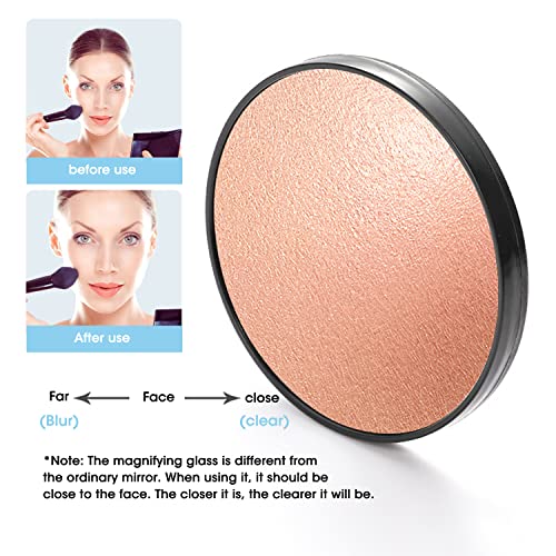WUBAYI Magnifying Mirror Makeup Mirror, 10X Magnifier Compact Mirrors with 2 Suction Cups Round Pocket Mirror Travel Mirror for Shaving Makeup (3