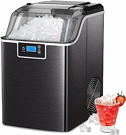 Shykey countertop ice machine 44Lbs Ice Maker Countertop Crushed Chewable Ice Maker Machine with Self-Cleaning Ice Per Day/Timer Stainless Steel