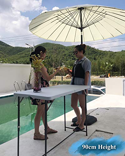 MQ Houseware 4ft Folding Table 3 Adjustable Heights Indoor & Outdoor for Camping Picnic Garden Kitchen Catering Party Market Event Buffet Dining