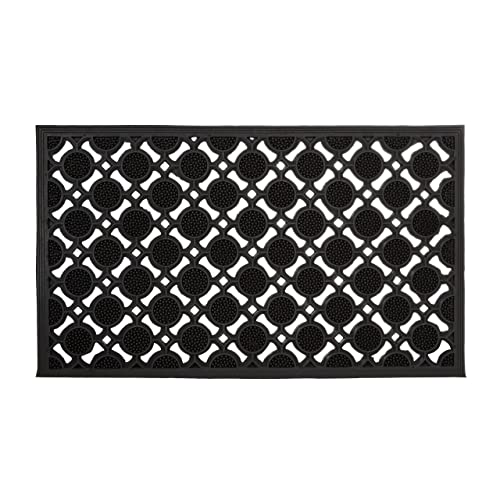 Relaxdays Rubber Doormat 0.5 x 75 x 45 cm Anti-Slip Welcome Mat Outdoor Waterproof Floor Mat, Black