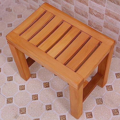 LUKEO Small stool- Shower Stool Home Foot Washing Bathing Take A Shower Solid Wood Bathroom Sauna Bedroom