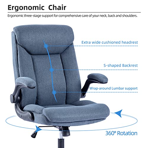 MZLEE Executive Office Chair, Ergonomic Computer Desk Chair Swivel Work Chair with Flip-up Armrest, Adjustable Height, Comfortable for Office Hom