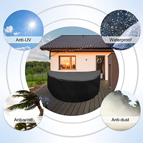 LALAGO Oval Sun Island Cover, Thick Protective Cover, Sun Island Semi-Round Oxford Fabric, Adjustable Garden Island Cover, Waterproof Garden Loun