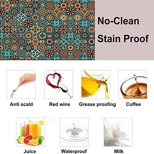 Tablecloth for Folding Table, boho Picnic Table Cover, Waterproof Fitted Table Covers for 6 Foot Tables, Elastic Rim Plastic Table Cover for Picn