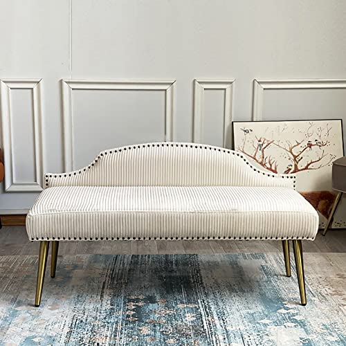 Luxurious End Of Bed Bench With Backrest,Velvet Upholstered Bedroom Bench Dining Bench,Modern Ottoman Bench Seat Entryway Bench Furniture Decor-W